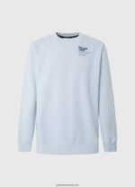 pulover din bumbac cu guler rotunjit bărbați Pepe Jeans albastru înălbitor 6Z0R46869 - imagine 5