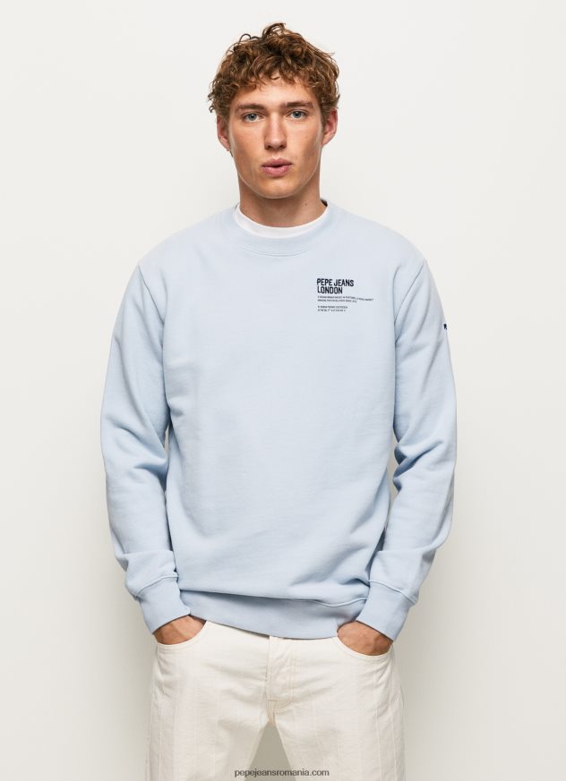pulover din bumbac cu guler rotunjit bărbați Pepe Jeans albastru înălbitor 6Z0R46869 - imagine 1