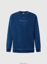 pulover din bumbac cu guler rotunjit bărbați Pepe Jeans indigo 6Z0R46868 - imagine 5