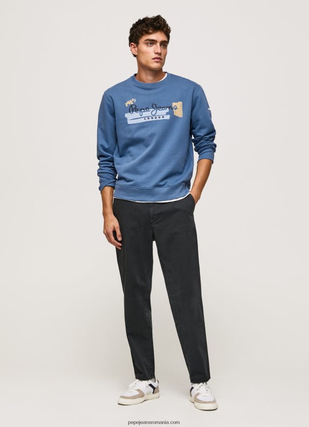 pulover din bumbac cu guler rotunjit bărbați Pepe Jeans ozzy 6Z0R46881 - imagine 2