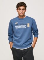 pulover din bumbac cu guler rotunjit bărbați Pepe Jeans ozzy 6Z0R46881 - imagine 3