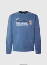 pulover din bumbac cu guler rotunjit bărbați Pepe Jeans ozzy 6Z0R46881 - imagine 5