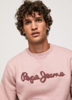 pulover din bumbac cu logo brodat bărbați Pepe Jeans înălbitor roz 6Z0R46882 - imagine 3