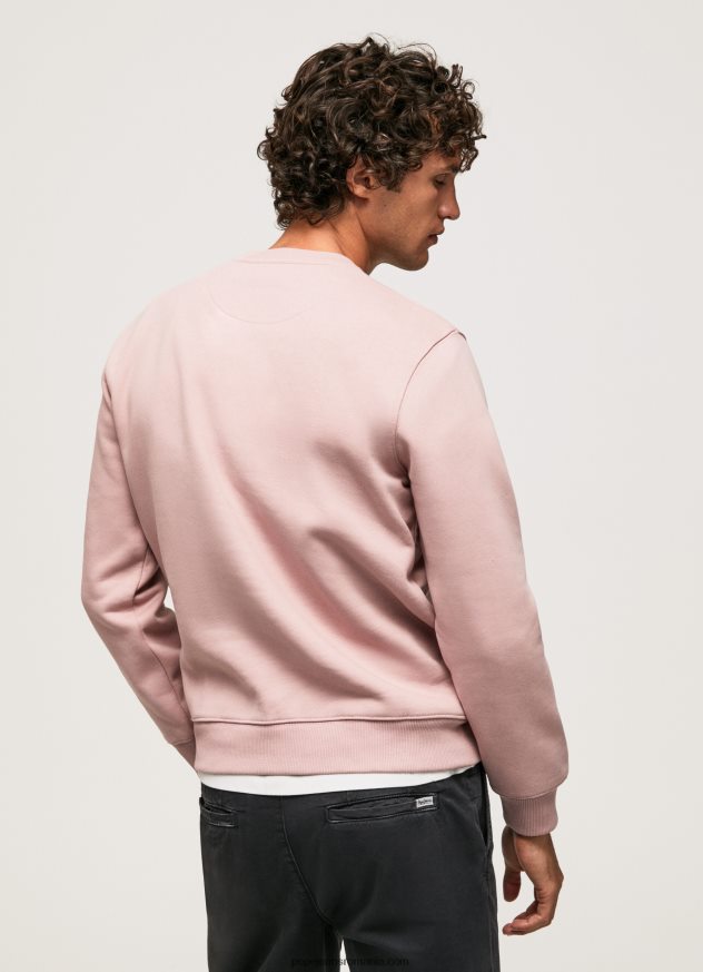 pulover din bumbac cu logo brodat bărbați Pepe Jeans înălbitor roz 6Z0R46882 - imagine 4