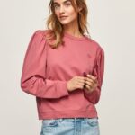 pulover din bumbac cu logo brodat femei Pepe Jeans fard de obraz închis 6Z0R46278