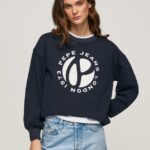pulover din bumbac cu logo circular femei Pepe Jeans dulwich 6Z0R46279