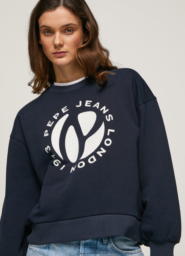 pulover din bumbac cu logo circular femei Pepe Jeans dulwich 6Z0R46279 - imagine 3