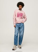 pulover din bumbac cu logo femei Pepe Jeans roz tulbure 6Z0R46285 - imagine 2