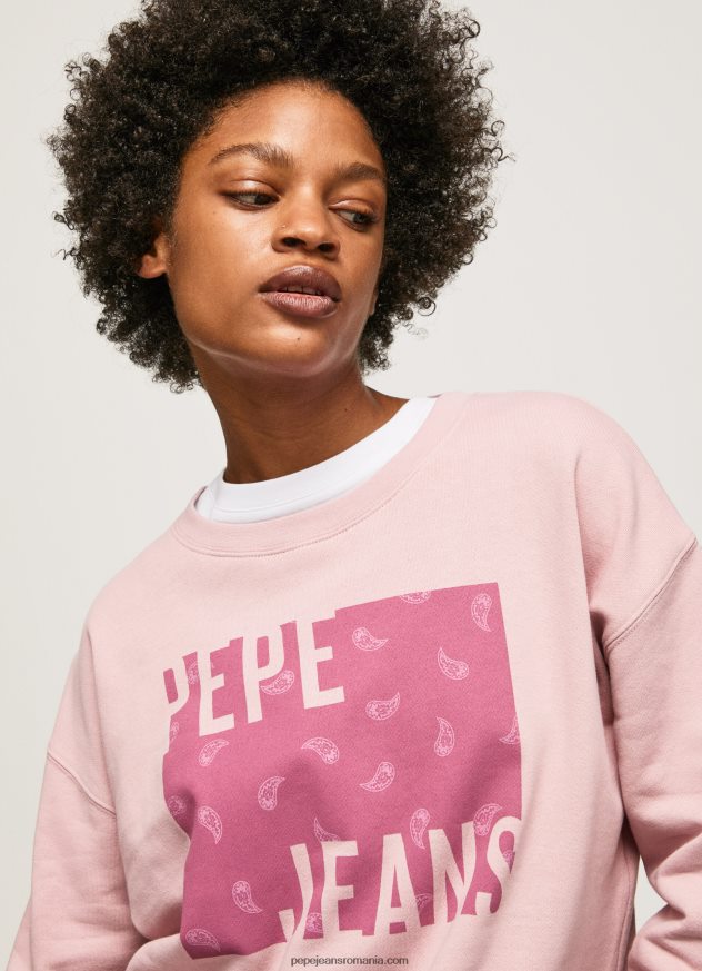 pulover din bumbac cu logo femei Pepe Jeans roz tulbure 6Z0R46285 - imagine 3