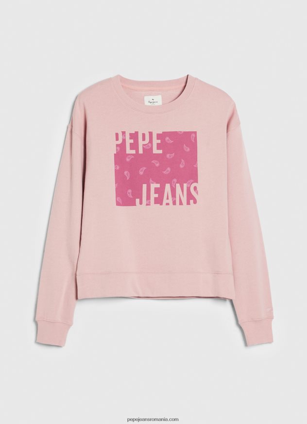 pulover din bumbac cu logo femei Pepe Jeans roz tulbure 6Z0R46285 - imagine 5