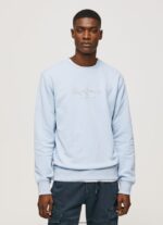 pulover din bumbac cu logo imprimat bărbați Pepe Jeans albastru înălbitor 6Z0R46876 - imagine 3