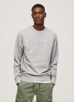 pulover din bumbac cu logo imprimat bărbați Pepe Jeans marnă cenușie 6Z0R46895 - imagine 2