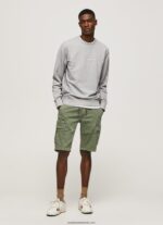 pulover din bumbac cu logo imprimat bărbați Pepe Jeans marnă cenușie 6Z0R46895
