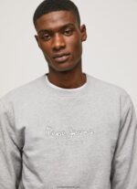 pulover din bumbac cu logo imprimat bărbați Pepe Jeans marnă cenușie 6Z0R46895 - imagine 3
