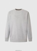 pulover din bumbac cu logo imprimat bărbați Pepe Jeans marnă cenușie 6Z0R46895 - imagine 5