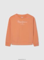 pulover din bumbac imprimat cu logo fată Pepe Jeans piersică 6Z0R461405