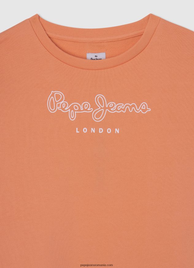 pulover din bumbac imprimat cu logo fată Pepe Jeans piersică 6Z0R461405 - imagine 3