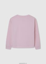 pulover din bumbac imprimat cu logo fată Pepe Jeans roz moale 6Z0R461416 - imagine 2