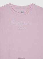 pulover din bumbac imprimat cu logo fată Pepe Jeans roz moale 6Z0R461416 - imagine 3