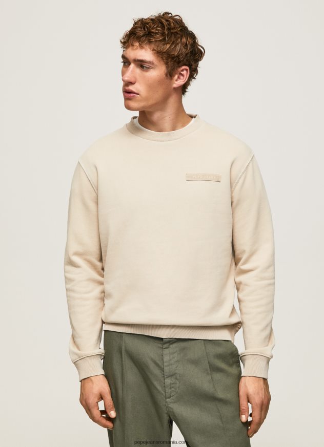 pulover din bumbac spălat cu acid bărbați Pepe Jeans malţ 6Z0R46886 - imagine 1