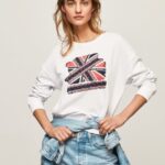 pulover din bumbac union jack femei Pepe Jeans alb 6Z0R46266