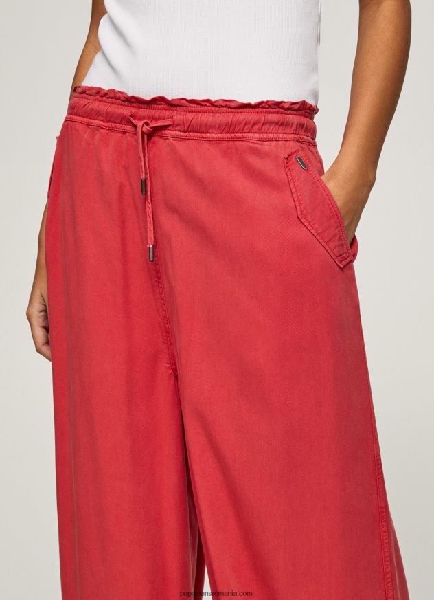 pungă de hârtie pantaloni largi femei Pepe Jeans studio roșu 6Z0R46303 - imagine 3