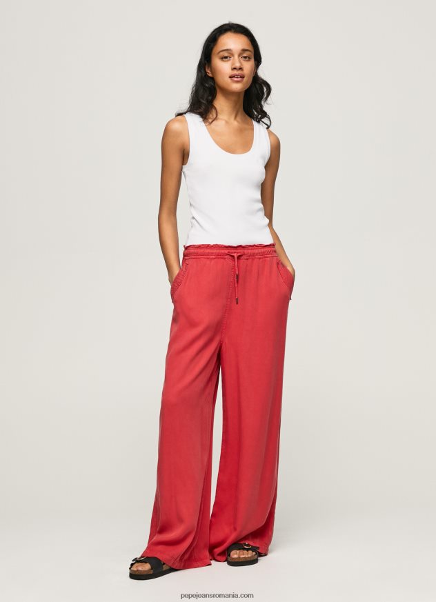 pungă de hârtie pantaloni largi femei Pepe Jeans studio roșu 6Z0R46303 - imagine 1