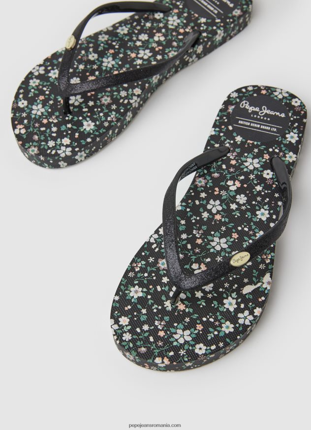 rake garden night beach flip flops femei Pepe Jeans negru 6Z0R46701 - imagine 3