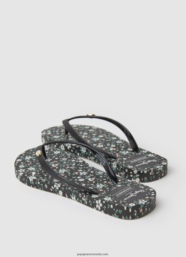rake garden night beach flip flops femei Pepe Jeans negru 6Z0R46701 - imagine 4