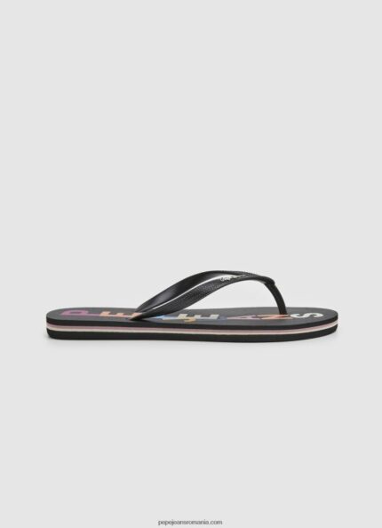 rake letters șlapi de plajă femei Pepe Jeans negru 6Z0R46697