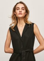 rochie cu guler cu rever femei Pepe Jeans negru 6Z0R46224 - imagine 3