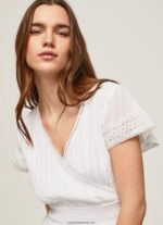 rochie din bumbac brodat poete femei Pepe Jeans alb 6Z0R46165 - imagine 3