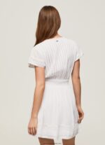 rochie din bumbac brodat poete femei Pepe Jeans alb 6Z0R46165 - imagine 4