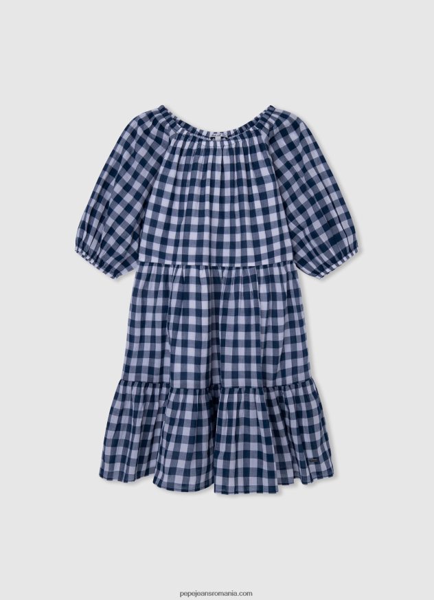 rochie din crepon cu decolteu încrucișat fată Pepe Jeans ocean 6Z0R461373 - imagine 3