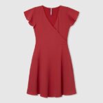 rochie din crepon cu decolteu încrucișat fată Pepe Jeans studio roșu 6Z0R461374