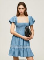 rochie din denim brodata femei Pepe Jeans albastru 6Z0R46164