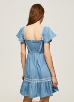 rochie din denim brodata femei Pepe Jeans albastru 6Z0R46164 - imagine 4