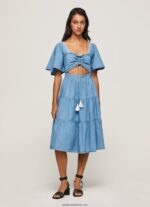 rochie din denim femei Pepe Jeans albastru 6Z0R46163 - imagine 3