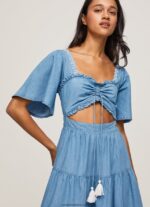 rochie din denim femei Pepe Jeans albastru 6Z0R46163 - imagine 4