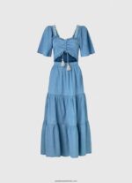rochie din denim femei Pepe Jeans albastru 6Z0R46163 - imagine 5