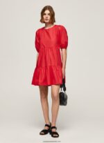 rochie din poplin de bumbac femei Pepe Jeans studio roșu 6Z0R46146