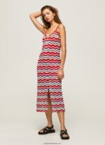 rochie frida din tricot zig-zag femei Pepe Jeans studio roșu 6Z0R46170 - imagine 2