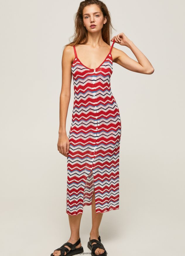 rochie frida din tricot zig-zag femei Pepe Jeans studio roșu 6Z0R46170 - imagine 1