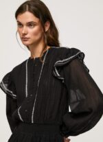rochie mini cu detalii brodate femei Pepe Jeans negru 6Z0R46190 - imagine 3
