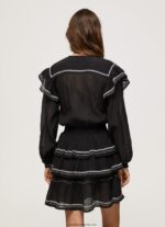 rochie mini cu detalii brodate femei Pepe Jeans negru 6Z0R46190 - imagine 4