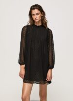 rochie mini cu imprimeu de puncte femei Pepe Jeans negru 6Z0R46207 - imagine 2
