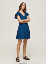 rochie patrizia cu guler incrucisat femei Pepe Jeans ocean 6Z0R46197