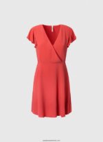 rochie patrizia cu guler incrucisat femei Pepe Jeans studio roșu 6Z0R46166 - imagine 5