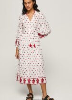 rochie populară brodată femei Pepe Jeans alb 6Z0R46149 - imagine 2