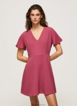 rochie scurtă cu decolteu în V femei Pepe Jeans fard de obraz închis 6Z0R46196 - imagine 2